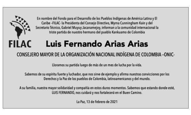 Condolencias a Luis Fernando Arias