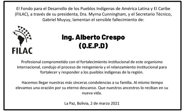 FILAC, lamenta el sensible fallecimiento del Ing. Alberto Crespo