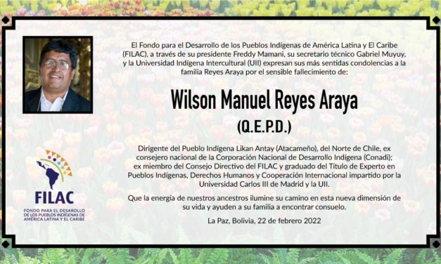 El FILAC expresa sus condolencias por el sensible fallecimiento del Hno. Wilson  Reyes