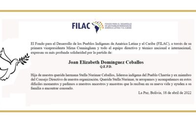 El FILAC expresa su más profunda solidaridad por la partida de Joan Elizabeth Domínguez Ceballos