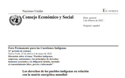 Los derechos de los pueblos indígenas en relación con la matriz energética mundial