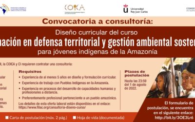 Convocatoria a consultoría para el diseño curricular de un curso para jóvenes indígenas de la amazonia