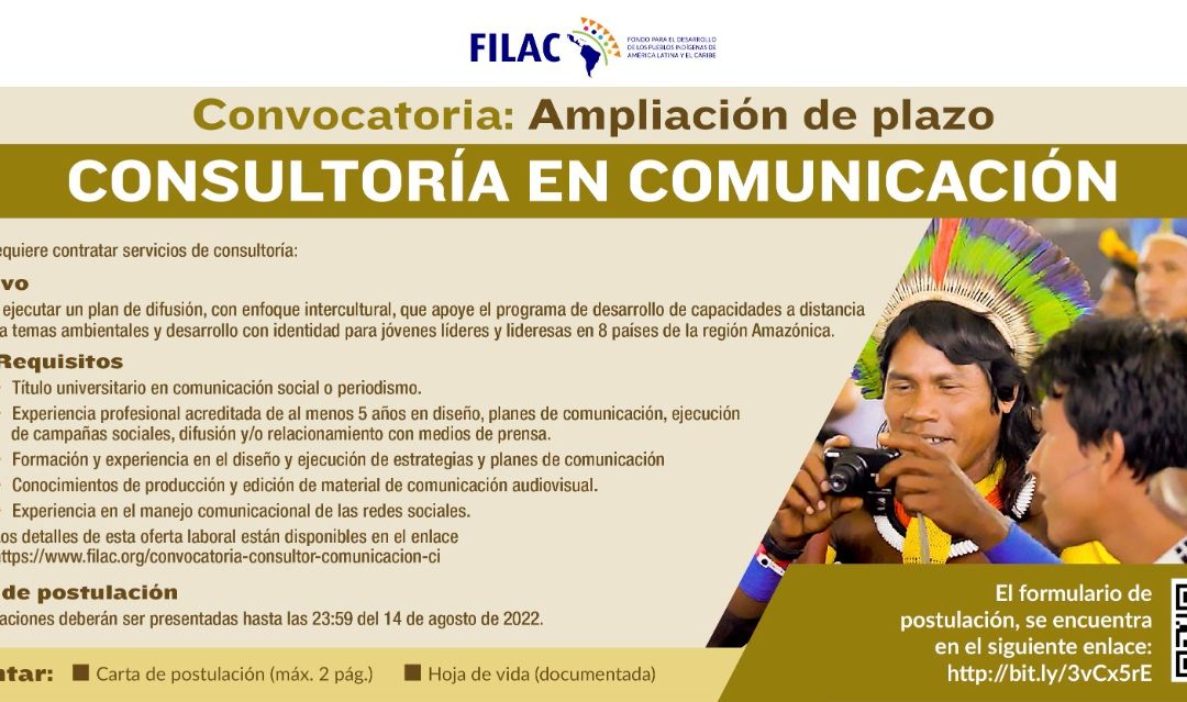 Ampliación de plazo para convocatoria: Consultoría en comunicación