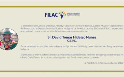 FILAC expresa sus condolencias por el fallecimiento de David Tomás Hidalgo Nuñez