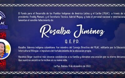 El FILAC lamenta el sensible fallecimiento de la lideresa colombiana Rosalba Jiménez