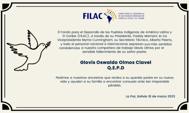 FILAC expresa sus condolencias por el sensible fallecimiento del padre de nuestro colega Glovis Olmos